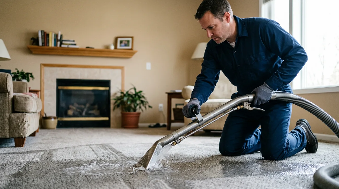 Water damage restoration technician working near Lagrange, WY